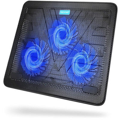 TECKNET Laptopkühlpad 3 Fans USB 2 Port LED Blue Black 12-17