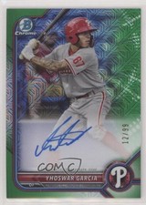 2022 Bowman Mega Box Chrome Mojo Green Refractor 12/99 Yhoswar Garcia Auto 00aa