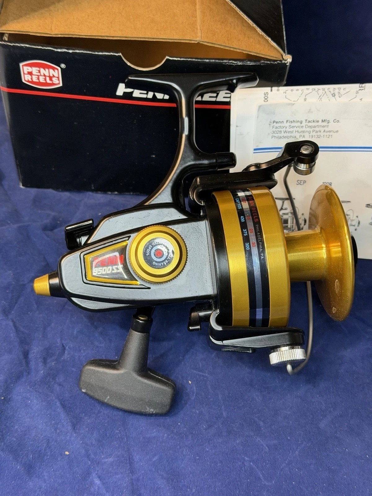 Penn 9500SS Spinfisher reel Unused Mint in the Box with  Pap
