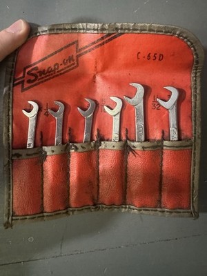 Snap On Tools C-65D 6 Pc Offset Open End Ignition Wrench Set With Roll Bag