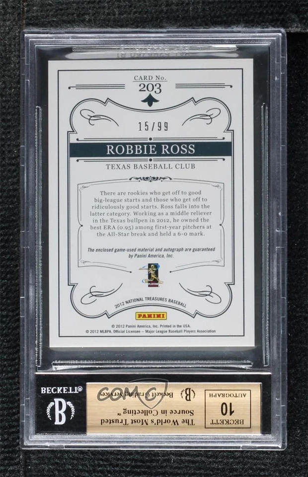 2012 Panini National Treasures /99 Robbie Ross BGS 9.5 GEM MINT Rookie Auto RC - Image 2 of 2