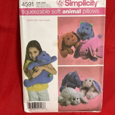 Simplicity Sew Pattern 4591 Soft Micro Bead Animal Pillows Dog Bear Rabbit UNCUT