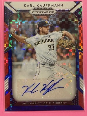 2019 Panini Prizm Draft Picks Karl Kauffmann Auto Red White & Blue /99 #92
