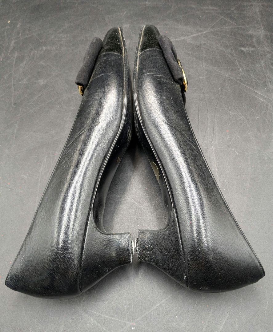 Saint Laurent decolte tacco YSL EU35 5 US5 5 nastro vernice pelle nero 09891a