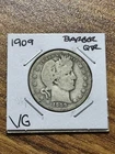 1909 P Barber Silver Quarter VG Very Good Condition U.S. 25c Coin (Raw13686)