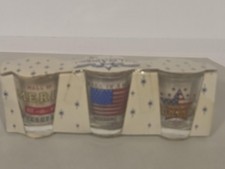 Mall Of America Minnesota Shot Glass Set 3 USA Flag Stars Patriotic Collectible