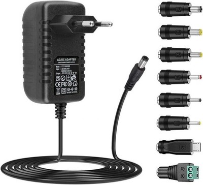 15V 1A Netzteil, AC Adapter mit 8 DC Steckeradaptern, Ladegerät Transformator
