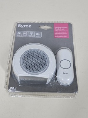 Byron DBY-23521 kabelloses tragbares Türklingel-Set, 175 m Reichweite, 8 Melodien, visu...