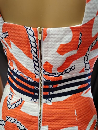 Lilly Pulitzer Womens Orange Blue White Abstract Back Zip Mini Dress Size 0 - Picture 5 of 14