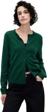 Gap CashSoft Sweater Cardigan Evergreen Green Crew Neck Crop Cropped Small