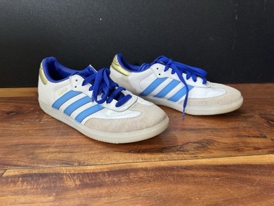 Adidas Samba indoor Men s 7.5 Lionel Messi White /Lucid Blue/ Blue Burst/gold