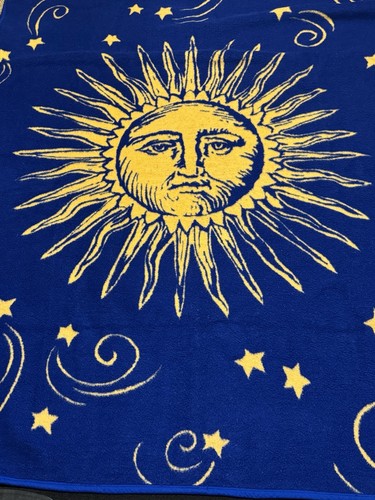 Vintage Celestial Sun Whimsical Blanket Reversible 62x72 By Owen Mexico Clean - Picture 2 of 6