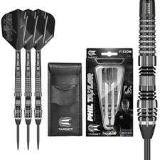 Phil Taylor Power 8-Zero 4 Black Steel Tip Darts, 80 Tungsten Dart Set, P8Z4...