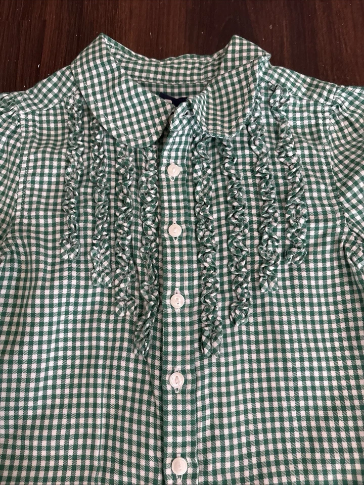 Ralph Lauren Gingham Green Dress Kids Size 4 100% Cotton - Image 3 of 4