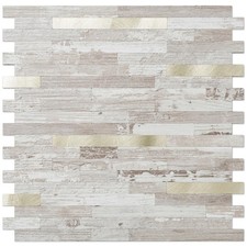 DICOFUN 10-Sheet Peel and Stick Backsplash Tile, Brown Birch Wood Look PVC Mi...