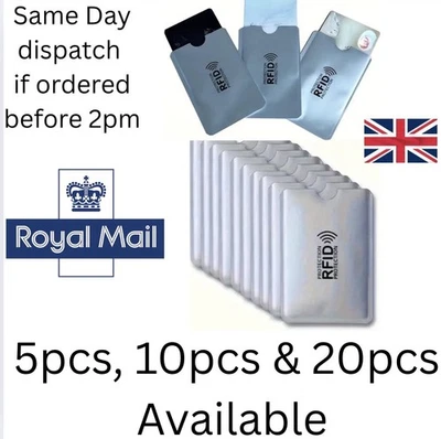 RFID Blocking Card Sleeve-Secure Credit/Debit Card Holder Anti Theft 5/10/20 UK