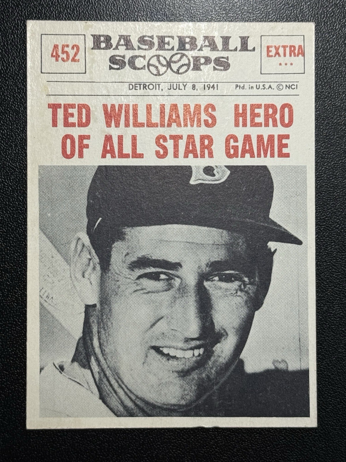 1961 Nu Scoops Ted Williams #452 Ted Williams All Star Hero