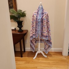 Multicolor Floral Shawl Wrap Scarf Women's Flower Theme Pattern Shawl/Wrap/Beach