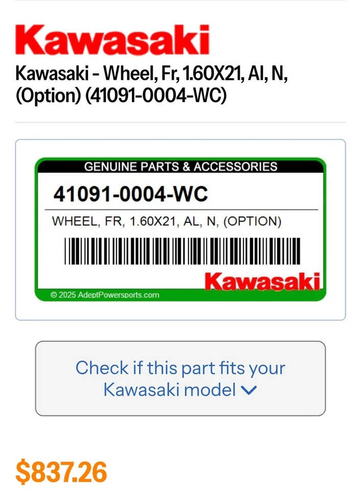 Kawasaki KX250F KX 250 F 2010-2018 montaje de llantas delanteras 21x1,60  Foto 3 de 4
