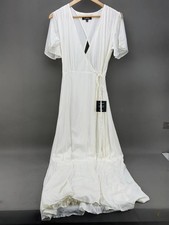NWT Lulus Much Obliged White Wrap Maxi Gauzy Draped Dress M