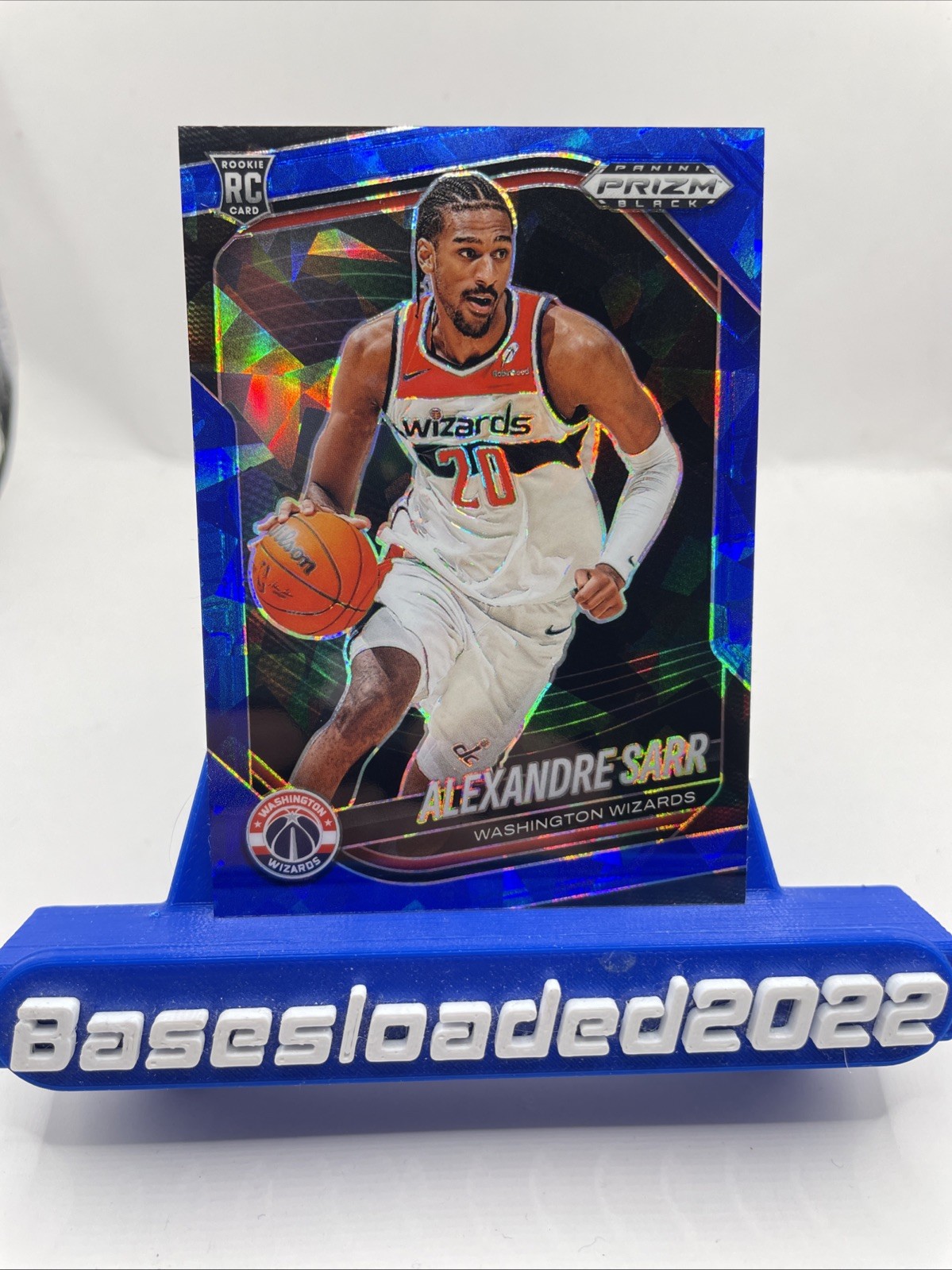 2024-25 Panini Prizm Black Alexandre Sarr #46 Blue Ice 19/125 Washington Wizards