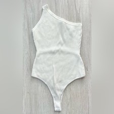 GUESS Women's Mel Ottoman One-Shoulder Bodysuit Dove White Size XS