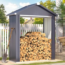 Log Store Galvanized Steel Heavy Duty Outdoor Firewood Shelter with Apex Roof