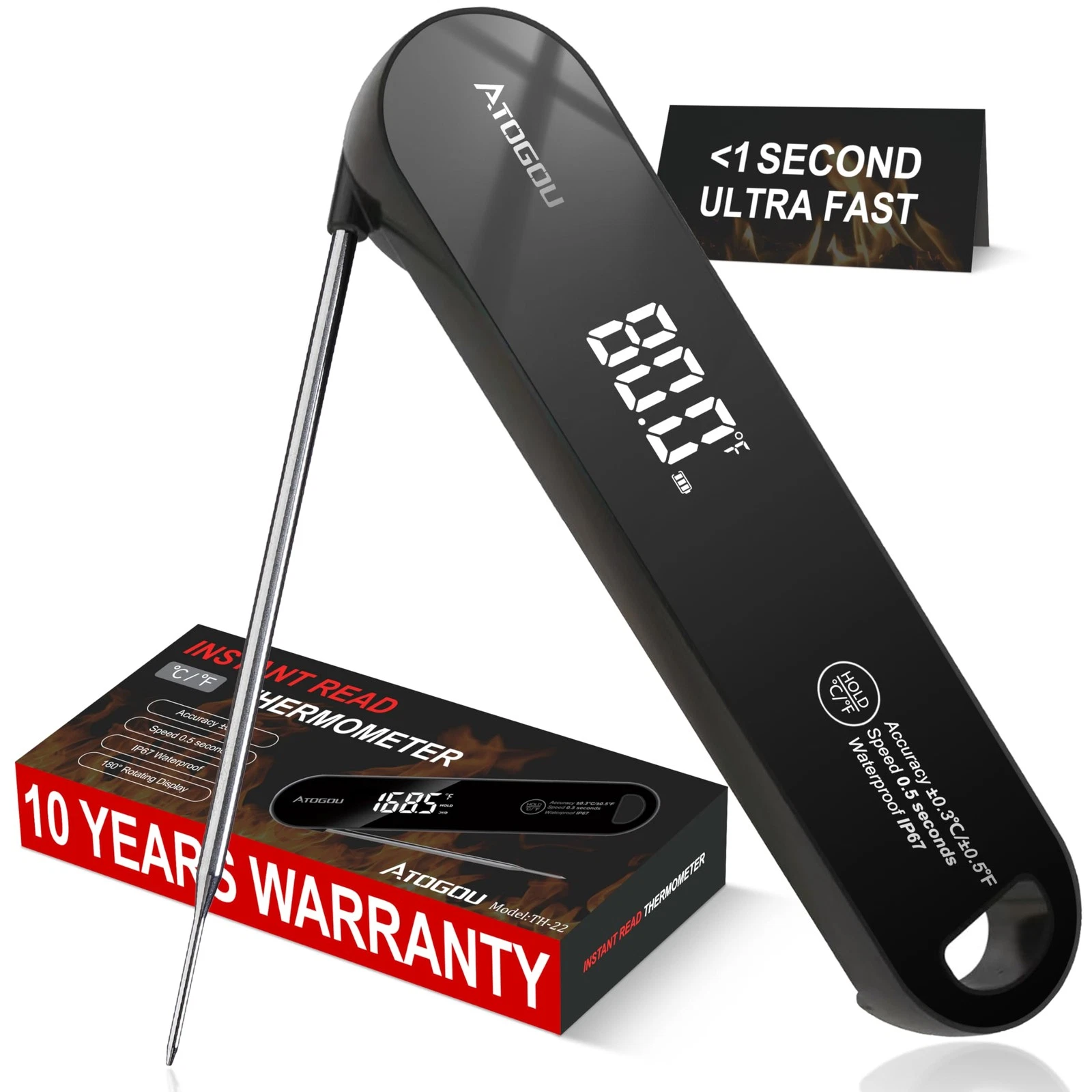 The Latest Thermocouple Food Thermometer. Faster: 1 Second Response time. Mo...