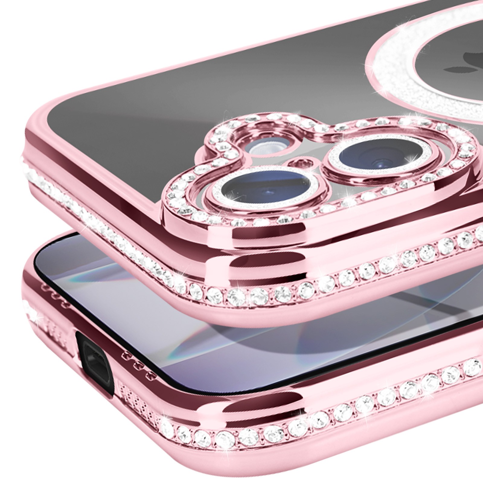 Coque iPhone 17 Avizar à bordure strass transparente étui de protection rigide