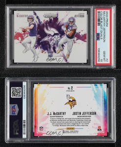 2024 Prizm Color Blast Duals JJ McCarthy Justin Jefferson #2 PSA 10 Rookie RC