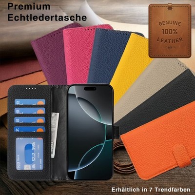 iPhone Wallet Case Leder Hülle Brieftasche Handytasche Klappbar + Schutzfolie