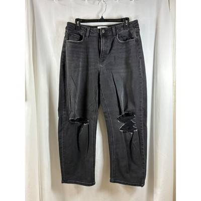 Vervet Blue Womens High Rise Straight Leg Distressed Jeans Black Size 31 T6568