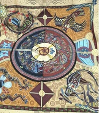 HERMES Authentic Carre 90 Scarf Australian Dream Yellow 100% Silk 87cm France