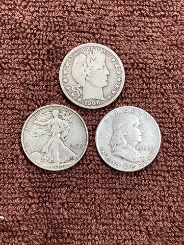 Half Dollars Mixed. 1908-O 1939-P 1948-P. Almost Good To Good. Free Shipping.