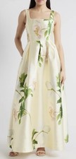New Julia Jordan Floral Mikado Fit & Flare Gown In Yellow Multi Size 8 $248