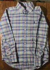 Ralph Lauren Boys Size 8 Small Plaid Button Up Shirt Polo Logo Long Sleeve