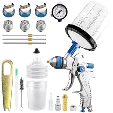 Hvlp Gravity Fed Air Spray Gun W/1.4/1.7/2.0mm Nozzle 650cc Cups Home Wall Paint