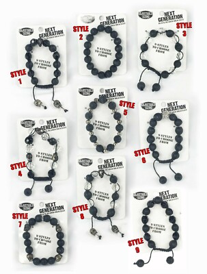 Black Bead Bracelet - 9 Styles  Great For Goth or Día de Muertos Day Of The Dead