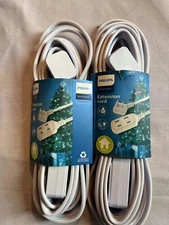 Qty 2 Phillips 3-Outlet 2 Prong 15 Ft Extension Cord w/Polarized Outlets Indoor 