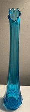 Vtg LE Smith Aqua Blue 15” Tall Dominion Swung Vase