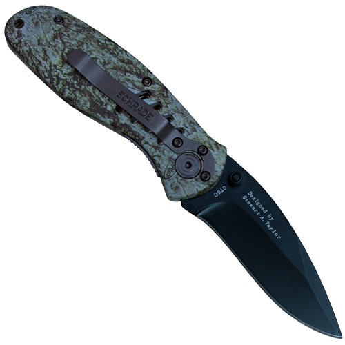 Schrade Taschenmesser Einhand Camo Motiv Daumenpin Liner Lock Fangriemenöse Clip - Bild 3 von 6
