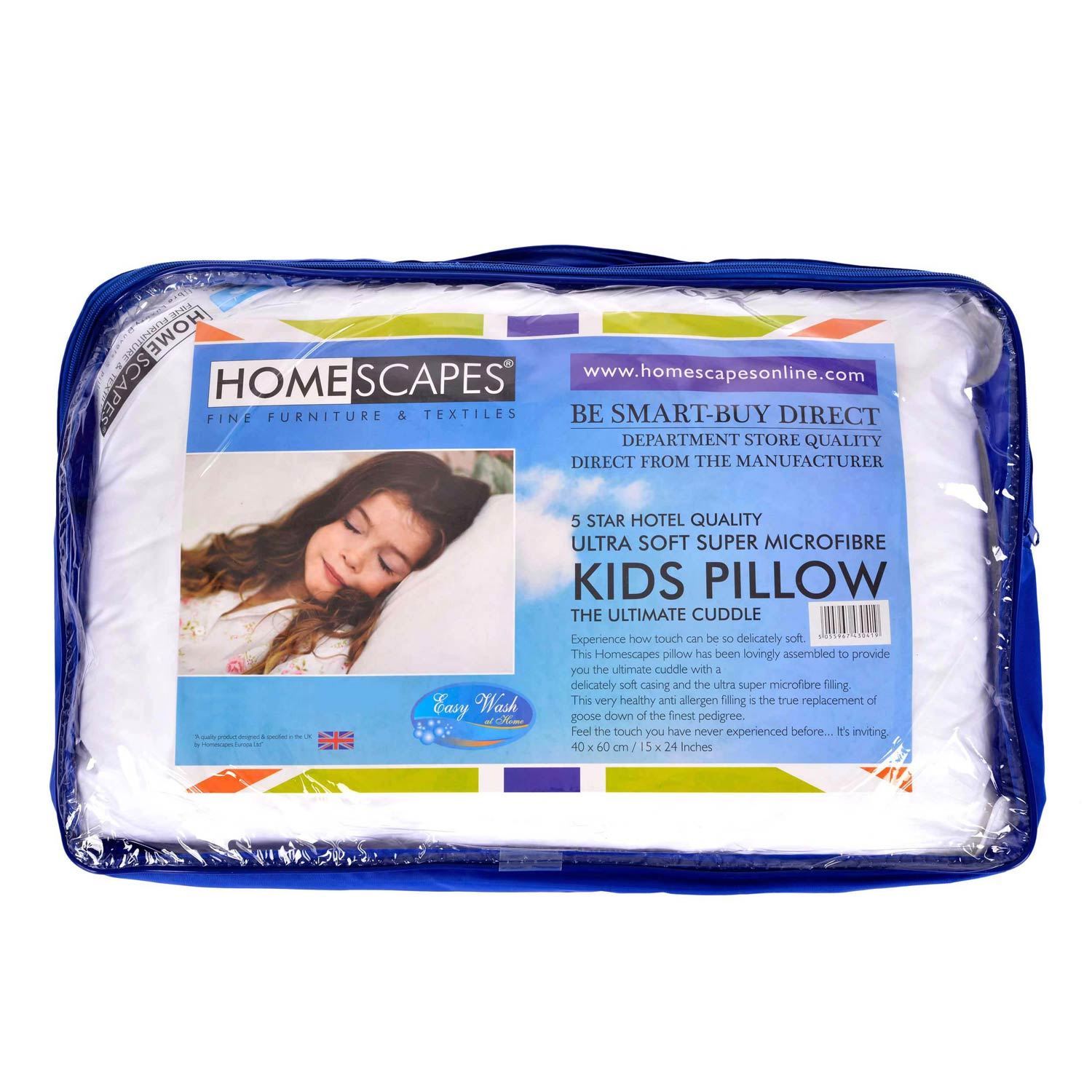 Kids Super Microfibre Filled Pillow Soft Firmness Anti Dust 