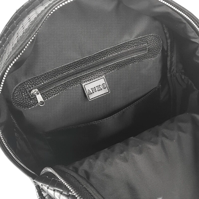 COACH Zaino donna fatto a mano VERA PELLE nero tessuto goffrato laidies bag