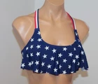 NWT California Waves Swimsuit Bikini Bra Top Sz M Blue/Red