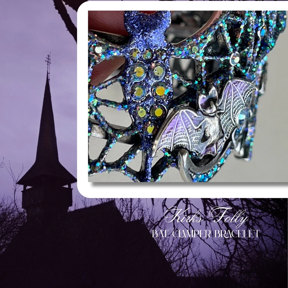 Brazalete Kirk’s Folly Hocus Pocus Murciélago Abrazadera Halloween Gótico AB Cristales Foto 2 de 4