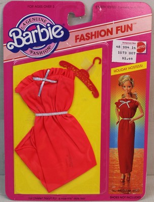 Vintage 1983 Barbie 4803 Fashion Fun Clothing Dress Holiday Hostess Red Sealed
