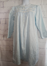 Miss Elaine 1/4 Button Blue Granny Nightgown size Medium Mid-Length Round Neck