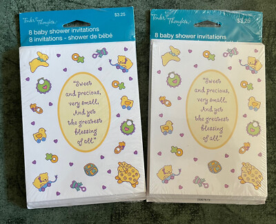 Tender Thoughts Baby Shower Invitations 2 Pks 8 Ea (16 Cards & Envelopes) New