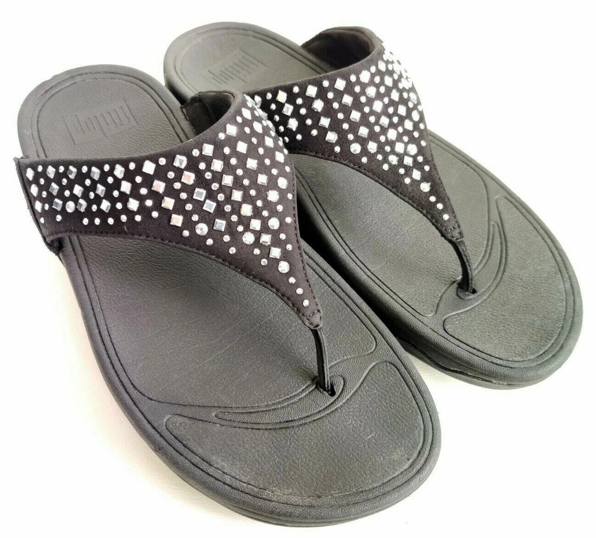 FitFlop Novy Womens Size 8 Black Casual Slides Flip Flop Slippers