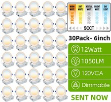 30Pack 6 Inch 5CCT Recessed Light with Night Light,Canless LED Recessed Lighting